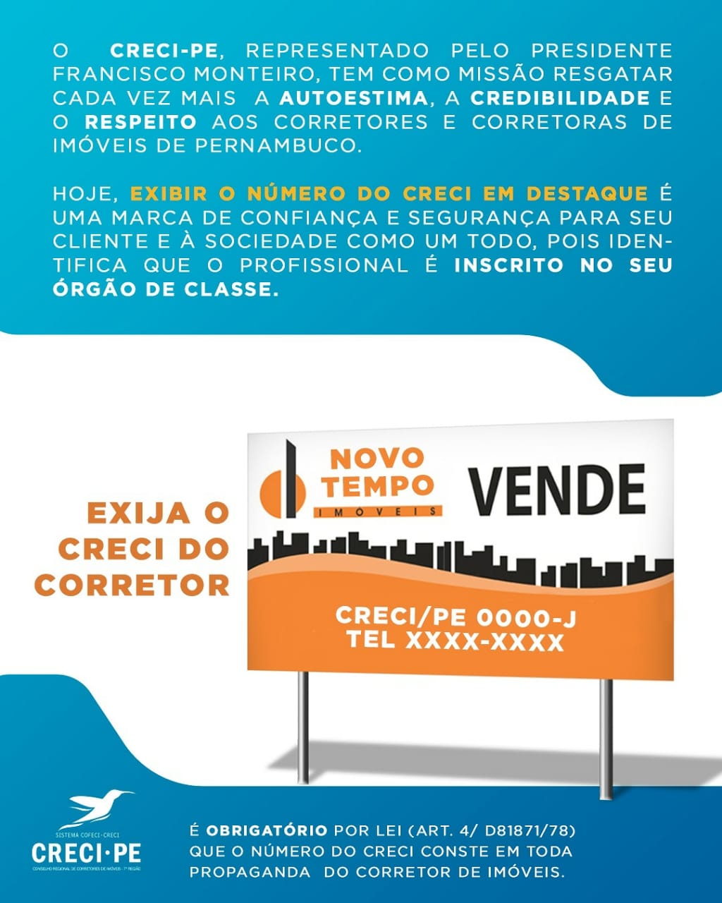 EXIBA O NÚMERO DO CRECI COM DESTAQUE NAS SUAS DIVULGAÇÕES